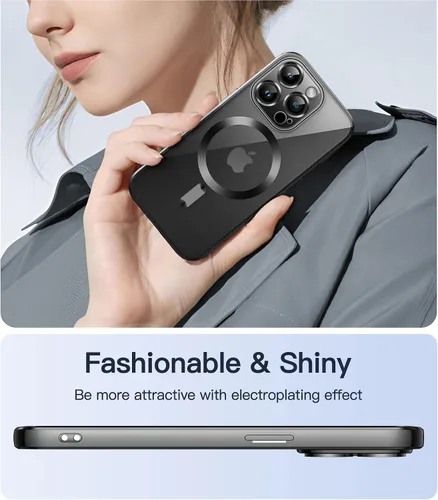 Vista 7 de JETech Funda transparente suave para iPhone 14 Pro de 6.1 pulgadas, protección completa para lente de cámara, compatible con carga inalámbrica Negro