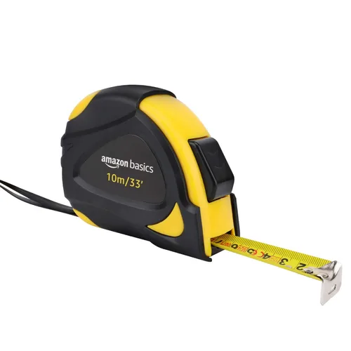 Vista 9 de Amazon Basics - Cinta métrica autobloqueante, precisión MID, 16 pies (5 m), Negro, Amarillo