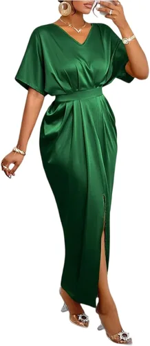 Vista 12 de Vestidos formales para mujer, con purpurina brillante, cuello en V, fiesta, cóctel, imperio, cintura envolvente, baile de graduación, S-2XL