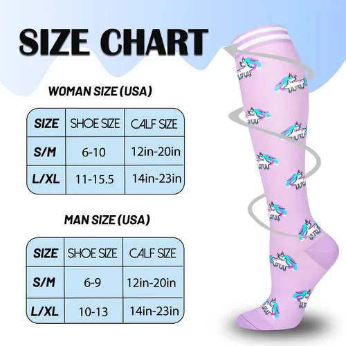 Vista 6 de CTHH 57 pares de calcetines de compresión para mujeres y hombres, medias de compresión para apoyo, correr, atletismo, enfermería, viajes