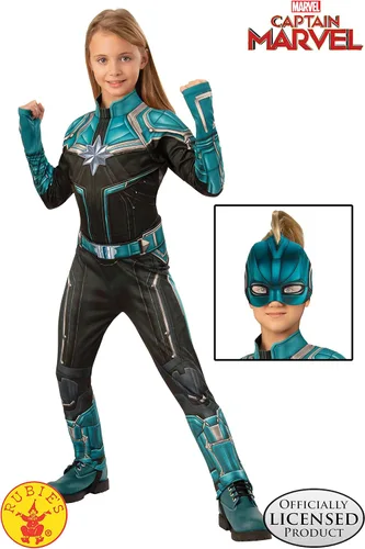 Vista 4 de Traje de disfraz de Capitán Marvel Kree, grande verde azuladonegro