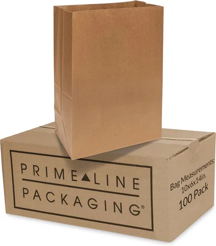 Vista 10 de Bolsas de papel Kraft desechables de Prime Line Packaging, bolsas para lonchera extra grandes para llevar golosinas, comestibles, uso en panadería