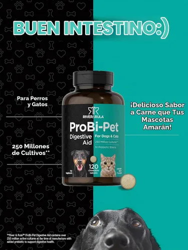 Vista 3 de Horbaach Probióticos para perros y gatos 120 tabletas masticables