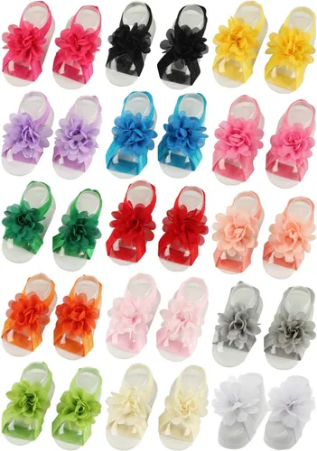 Vista 11 de Sandalias con Flor para Pies Descalzos de Niña Bebé para Recién Nacidos (0-3T)