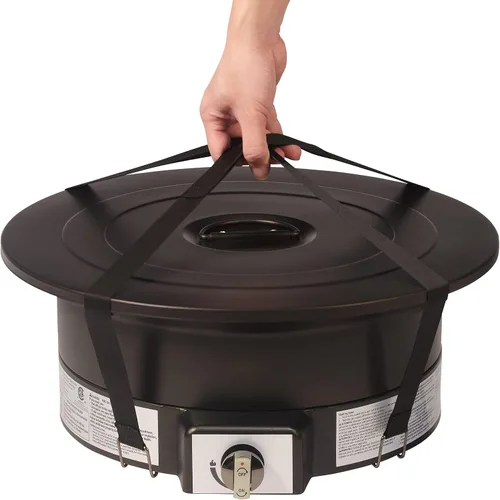 Vista 3 de Amazon Basics Fogata de propano portátil, redonda de 19 pulgadas, gas para patio, 55,000 BTU, correa de transporte
