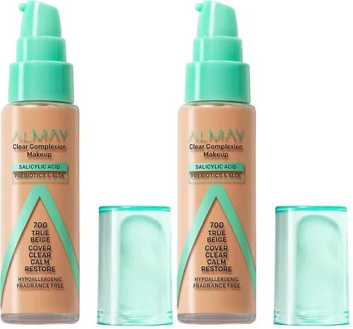 Vista 18 de Almay Clear Complexion - Base de maquillaje para acné con ácido salicílico, cobertura media, acabado mate suave, hipoalergénico, libre de crueldad