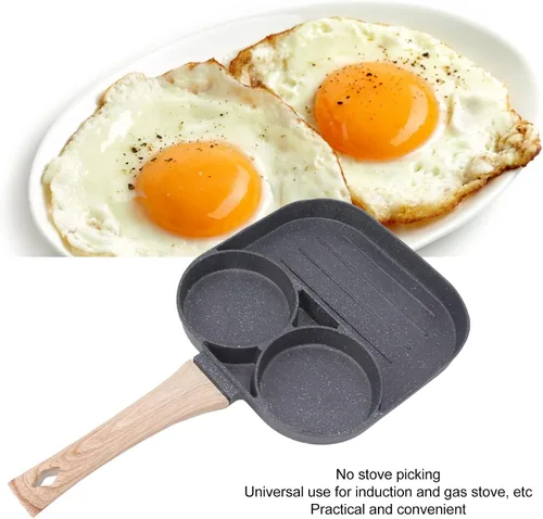 Vista 4 de Cyrank Sartén para huevos antiadherente, sartén de aluminio para tortillas, 2 tazas, sartén para panqueques, sartén para desayuno, panqueques