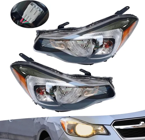 Vista 2 de CNCEST Par de faros delanteros halógenos, ajuste directo, carcasa cromada, lente transparente, para modelos Subaru Impreza 2015-2016, delantero