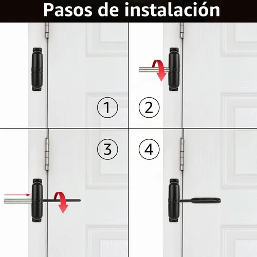 Vista 7 de Cierrapuertas automáticos de 2 piezas, cierrapuertas de resorte de seguridad, bisagra de puerta de cierre ajustable para convertir puertas con Negro