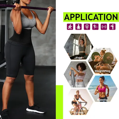 Vista 6 de huiming Pantalones cortos de sauna para mujer, cintura alta, entrenamiento de cintura estomacal, leggings adelgazantes, pantalones moldeadores