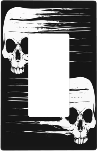 Vista 9 de Cubierta de placa de interruptor de luz doble basculante de esqueleto de calavera blanca y negra para decoración de pared para el hogar, dormitorio