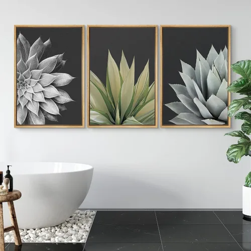 Vista 131 de SIGNWIN Lienzo enmarcado para pared, juego de arte pastel con cadena montañosa, bosque, niebla, naturaleza silvestre, ilustraciones modernas, arte