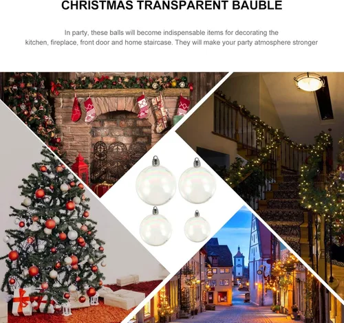Vista 3 de 90 piezas transparentes de boda de xcm para bodas, tamaños de bolas de Navidad, árboles surtidos de Navidad, estilo redondo, bricolaje, boda
