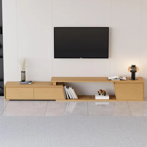 Vista 11 de homary Consola de TV extensible para sala de estar, centro de entretenimiento rectangular con 3 cajones, soporte de TV de hasta 110 pulgadas