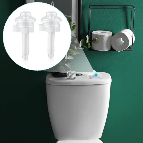 Vista 3 de Jetec Kit de 8 piezas de repuesto para tornillos de asiento de inodoro, tornillos de plástico con tuercas y arandelas de plástico, kit de piezas