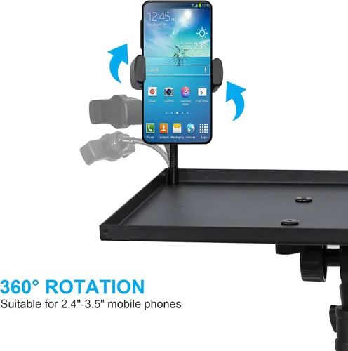 Vista 6 de Trípode ajustable para proyector, altura de laptop de 23.5 a 46.5 pulgadas con soporte para teléfono de cuello de cisne, piso para oficina, hogar