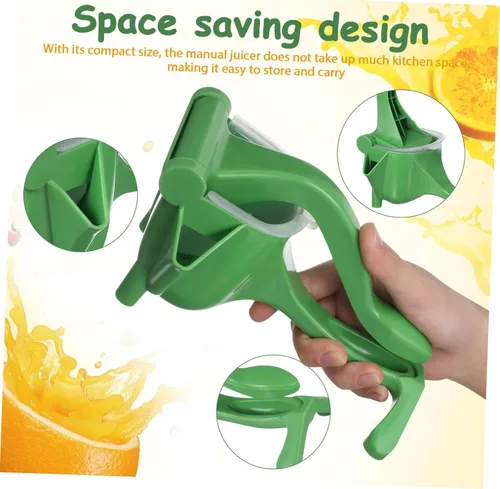 Vista 7 de Juego de exprimidor manual de mano de 2 piezas, exprimidor de cítricos verdes para limones, naranjas y naranjas, exprimidor de frutas resistente