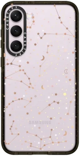 Vista 105 de CASETiFY Funda de impacto para Galaxy S22+ - Adhesivo Aries Moross, color negro transparente