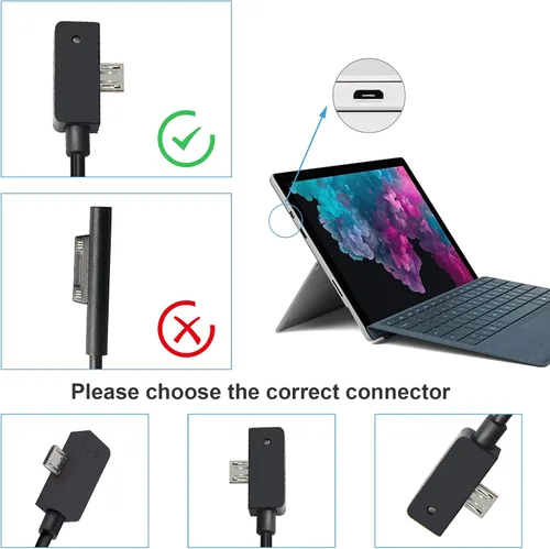 Vista 7 de Cargador Surface 3 13W 5.2V 2.5A Adaptador de Corriente CA Cargador de Cable de Reemplazo para Microsoft Surface 3, Modelo 1623 1624 1645 Tablet