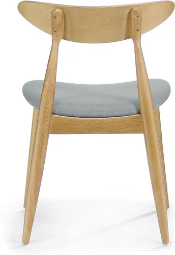Vista 9 de Set of 2 Dining Chairs and Table & Chair Sets - Retro Rubberwood Ergonomic Back Support with Plush Cushions, 300 lbs Capacity for Dining Room Beige