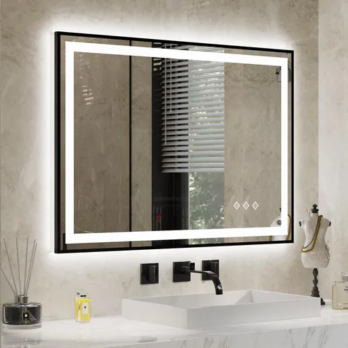 Vista 15 de Espejo LED para baño de 20 x 28 pulgadas con frente degradado y luz LED, espejo retroiluminado para baño, 3 colores, CRI > 90, espejo de baño