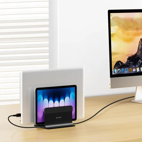 Vista 8 de BESIGN LS13 Soporte Vertical para Laptop para Escritorio, Soporte de Escritorio 4 en 1 para Laptops, Tabletas, Teléfonos Inteligentes