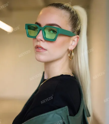 Vista 33 de AIEYEZO Gafas de sol cuadradas para mujeres y hombres, gafas de sol cuadradas con montura gruesa, estilo de diseñador simple