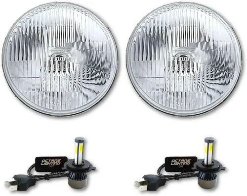 Vista 3 de Octane Lighting 7 pulgadas estilo común H4 faro de cristal LED 4000 lúmenes 20/40w bombilla faro par