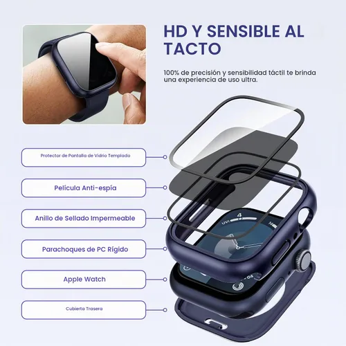 Vista 5 de Goton Funda impermeable con protección de privacidad compatible con Apple Watch, protector de pantalla de 40 mm para Series 6/5/4, SE 3/2/1
