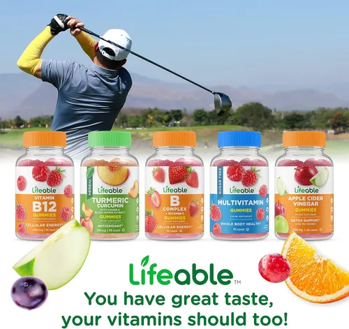 Vista 5 de Lifeable Complejo B + Vitamina C 750 mg, paquete de gomitas - Gran sabor, suplemento vitamínico, sin gluten, sin OMG, masticable