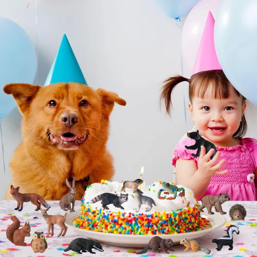 Vista 5 de JOKFEICE Figuras de animales pequeños para niños, 16 figuras realistas de animales del bosque, figuras de criaturas del bosque, juguetes educativos