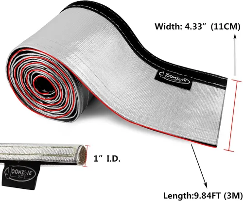 Vista 3 de Funda de protección térmica aluminizada plateada de 1 pulgada de diámetro interior x 10 pies para una manguera de protección térmica definitiva