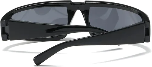 Vista 3 de JOVAKIT Gafas de sol deportivas envolventes para hombres y mujeres, a la moda, cuadradas, con marco grueso, elegantes lentes deportivos (negrogris)