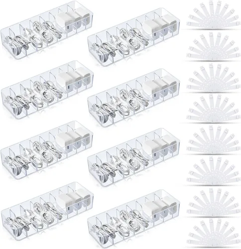 Vista 9 de Tatuo 1 Pieza Organizador de Cables con 10 Amarres de Alambre, Caja de Almacenamiento de Cables de Plástico Caja para Cargador Organizador
