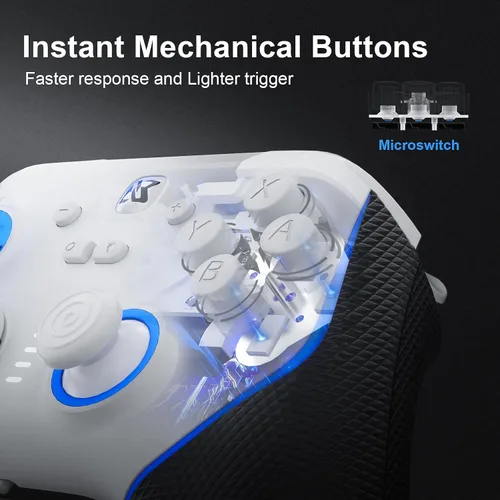 Vista 8 de BINBOKPLAY Switch Pro Controller, Game Controller for PC/Switch2/Switch, 7 Color LED Hall Effect Controller with Microswitch Buttons, PC Controller