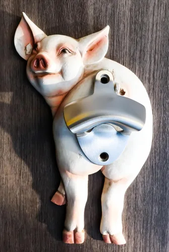 Vista 7 de Ebros Gift Rustic Western Farm Babe Porcino Cerdo Porcino Trasero Trasero Pared Culo Pared Soda Cerveza Tapa de botella de vidrio Abridor de metal