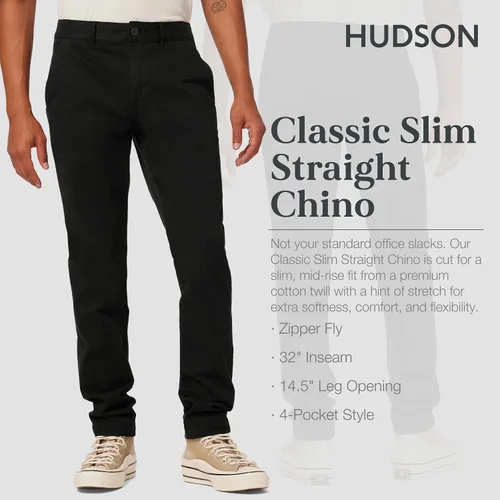 Vista 2 de HUDSON Chino clásico recto y delgado para hombre