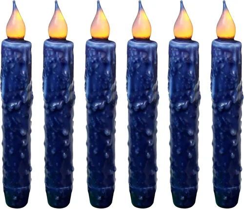 Vista 8 de CVHOMEDECO. Velas de cera real sumergidas a mano, funciona con pilas, temporizador, velas cónicas sin llama primitivas del país, 6-3/4 pulgadas