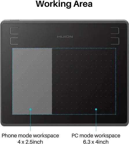 Vista 8 de HUION HS64 - Tableta de dibujo digital con lápiz capacitivo sin batería y guante HUION Artist para Linux, Windows, Mac y Android