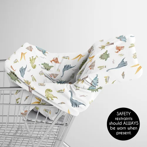Vista 4 de Sweet Jojo Designs Acuarela dinosaurio dinosaurio niño bebé bebé bebé asiento cubierta lactancia lactancia alta silla carrito de compras cochecito