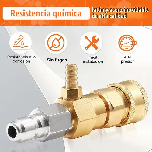 Vista 4 de Inyector químico para lavadora a presión PWACCS, 2-3 GPM, 3200 PSI Kit de inyector fijo aguas abajo, conexión rápida de 3/8 pulgadas, manguera