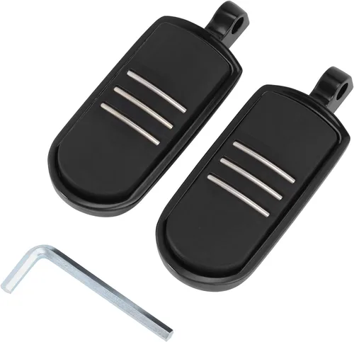 Vista 13 de TCMT 10 mm Estribos para motocicletas Compatibles con Harley Street Glide Road King Montura macho (Estribos estilo A, negro)
