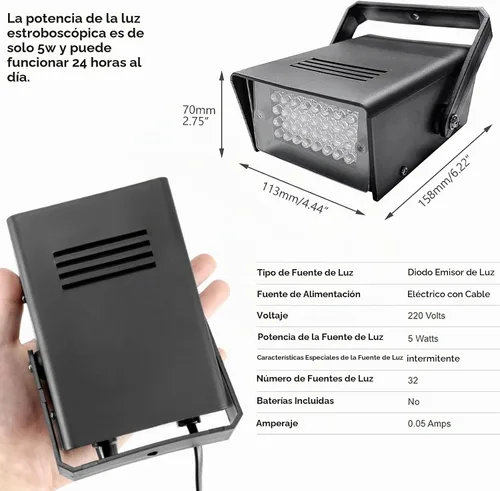 Vista 5 de Paquete de 2 luces estroboscópicas de discoteca para fiesta, 32 mini luces LED estroboscópicas para fiestas, luces estroboscópicas enchufables