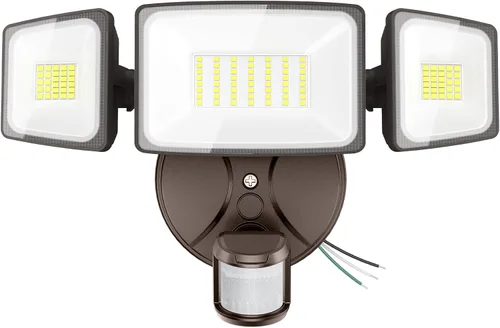Vista 11 de Onforu Luces LED de seguridad de 55 W, luz con sensor de movimiento para exteriores, 5500 lúmenes, 6500 K, IP65 impermeable, luz de inundación