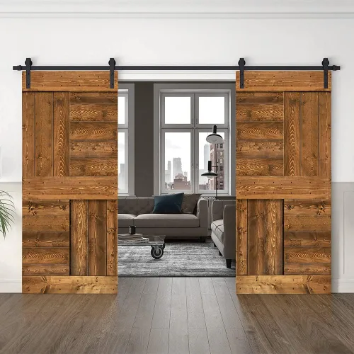 Vista 21 de TMS Serie N - Puerta corrediza interior de madera de pino anudada con kit de herrajes deslizantes (32 x 84 pulgadas, blanco)