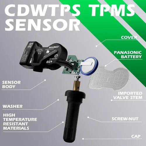 Vista 4 de CDWTPS Sistema de monitoreo de presión de neumáticos TPMS Sensor 68252493AB 433HMz Fit Dodge Jeep (1 paquete)