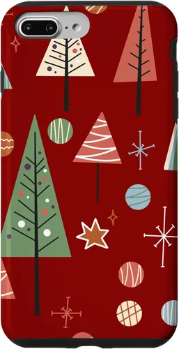 Vista 9 de Funda decorativa para iPhone 14 Retro de mediados de siglo para árbol de Navidad