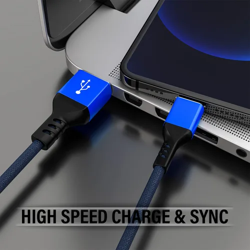 Vista 6 de Ironten Cable de carga para iPhone, certificado MFi de Apple, 1 paquete de 6 pies, color azul, largo, de carga rápida, sincronización de datos