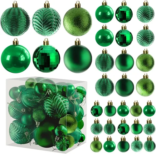 Vista 15 de PREXTEX - Juego de 36 adornos navideños azules para árbol de Navidad: bolas navideñas inastillables en color aguamarina y azul verdoso en tamaños