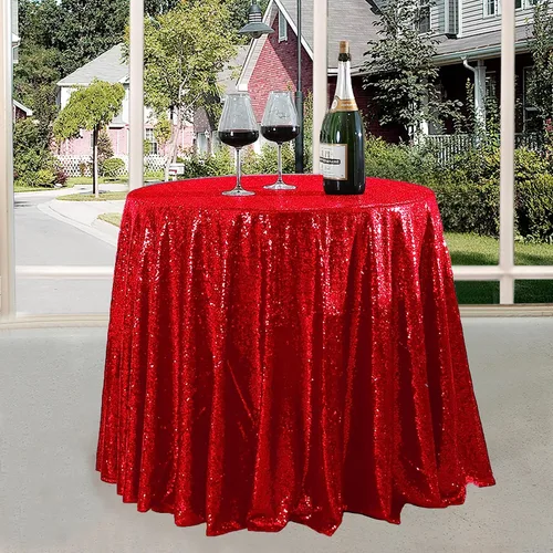 Vista 107 de Manteles redondos de lentejuelas negros para fiestas, de 121,9 cm, mantel redondo de purpurina ajustado, pequeño, lindo y dulce, para boda